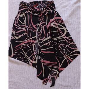 Tempted Women's Medium Slinky Stretch Asymmetrical Y2K Mini Skirt, Vtg.